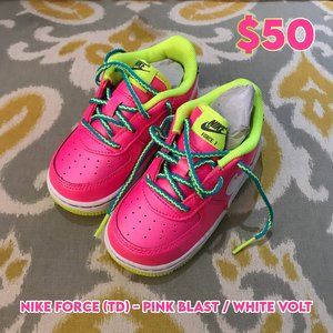 👟 Nike Force (TD) - Pink Blast / White Volt 💕